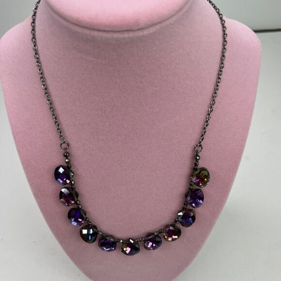 Necklace Teardrop Purple Rhinestones Women’s Jewelry  #587 - Picture 3 of 11